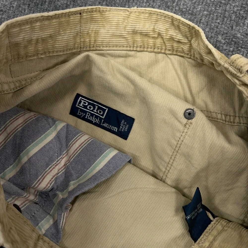 Vintage Polo Ralph Lauren Corduroy Pants Mens 40x30 Khaki Tan Bootcut Wide NEW